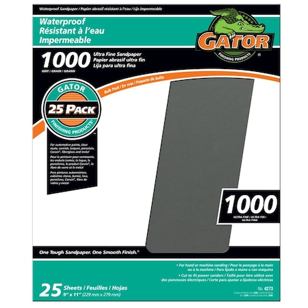 Gator Gator 11 in. L X 9 in. W 1000 Grit Silicon Carbide Waterproof Sandpaper 25 pk 3299